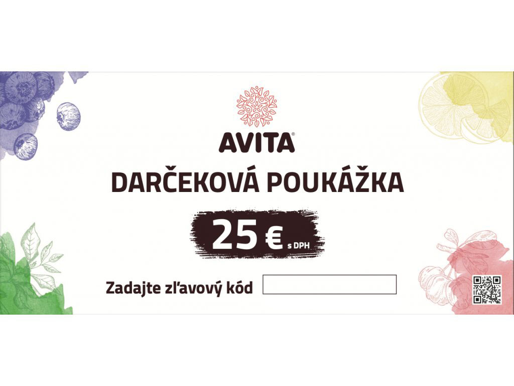 AVITA Darčeková poukážka 25 € - Ideálny darček pre každého! 1 AVITA Darčeková poukážka v hodnote 25 €