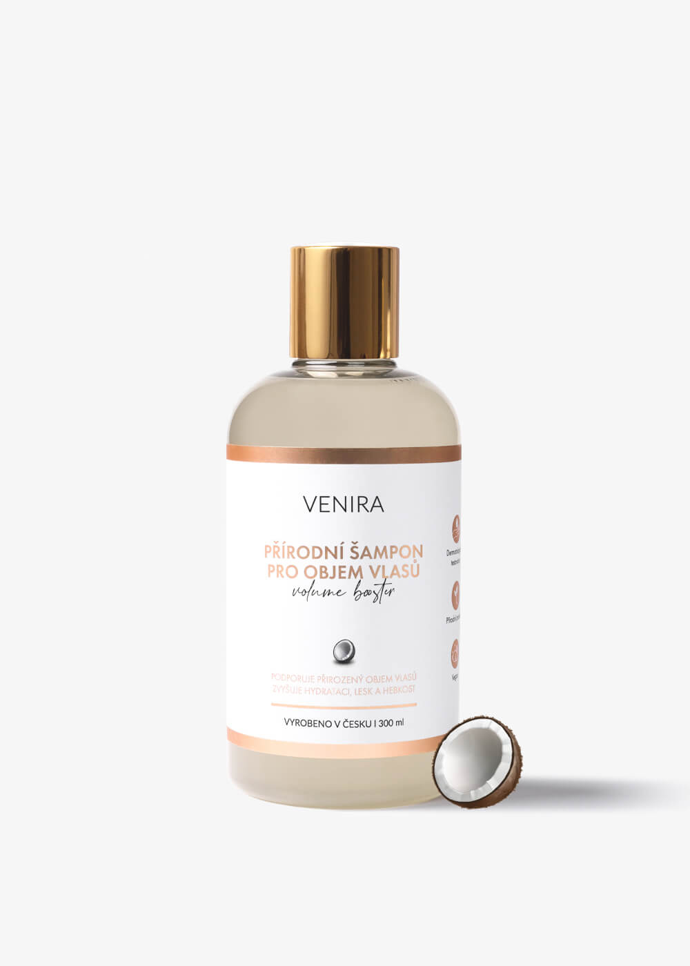 VENIRA prírodný šampón na objem vlasov – VOLUME BOOSTER s kokosom, 300 ml 1 VENIRA prírodný šampón pre objem vlasov - VOLUME BOOSTER