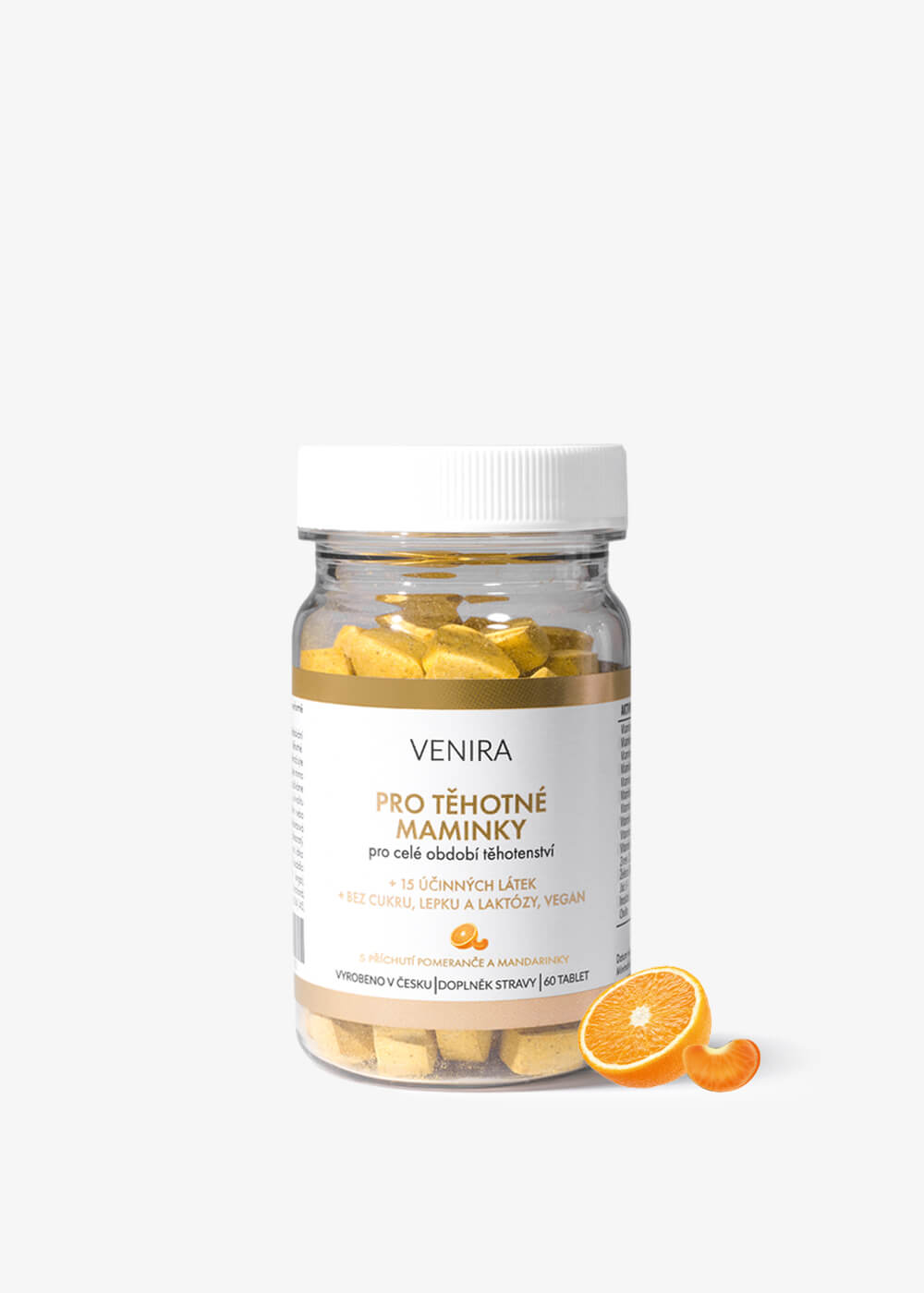 VENIRA vitamíny pre tehotné ženy - 1-3 trimester, pomaranč a mandarínka, 60 srdiečok na podporu zdravia matky a dieťaťa 1 VENIRA vitamíny pre tehotné ženy