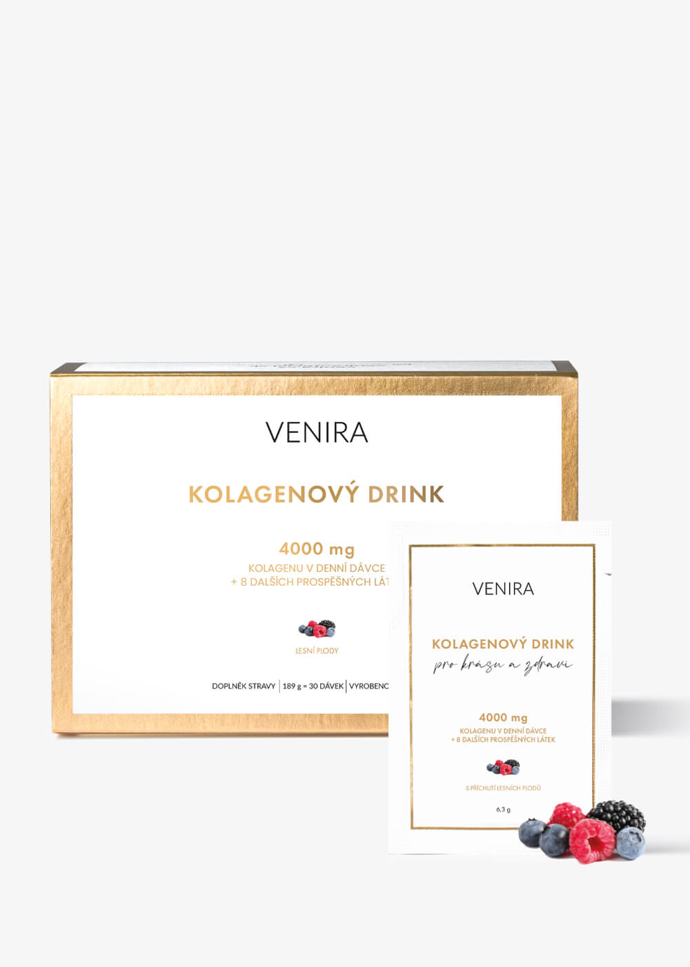VENIRA Kolagenový Drink pre Vlasy, Nehty a Pleť s Lesnými Plodmi - 30 Vrecúšok Bravčového Kolagénu 1 VENIRA kolagenový drink pre vlasy