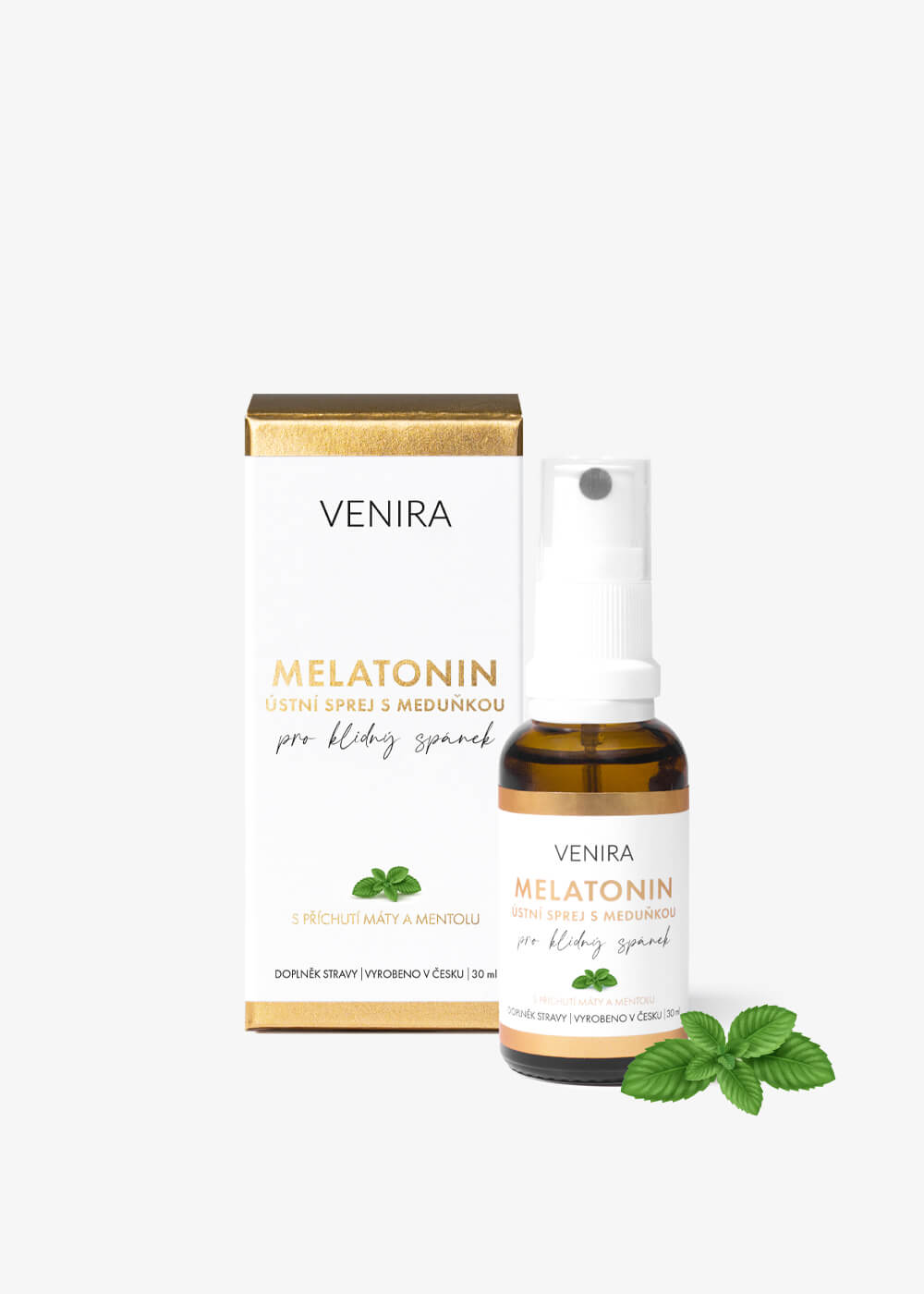 VENIRA ústny sprej s melatonínom a medovkou - 30 ml pre kvalitný a pokojný spánok 1 VENIRA ústny sprej s melatonínom a medovkou pre pokojný spánok