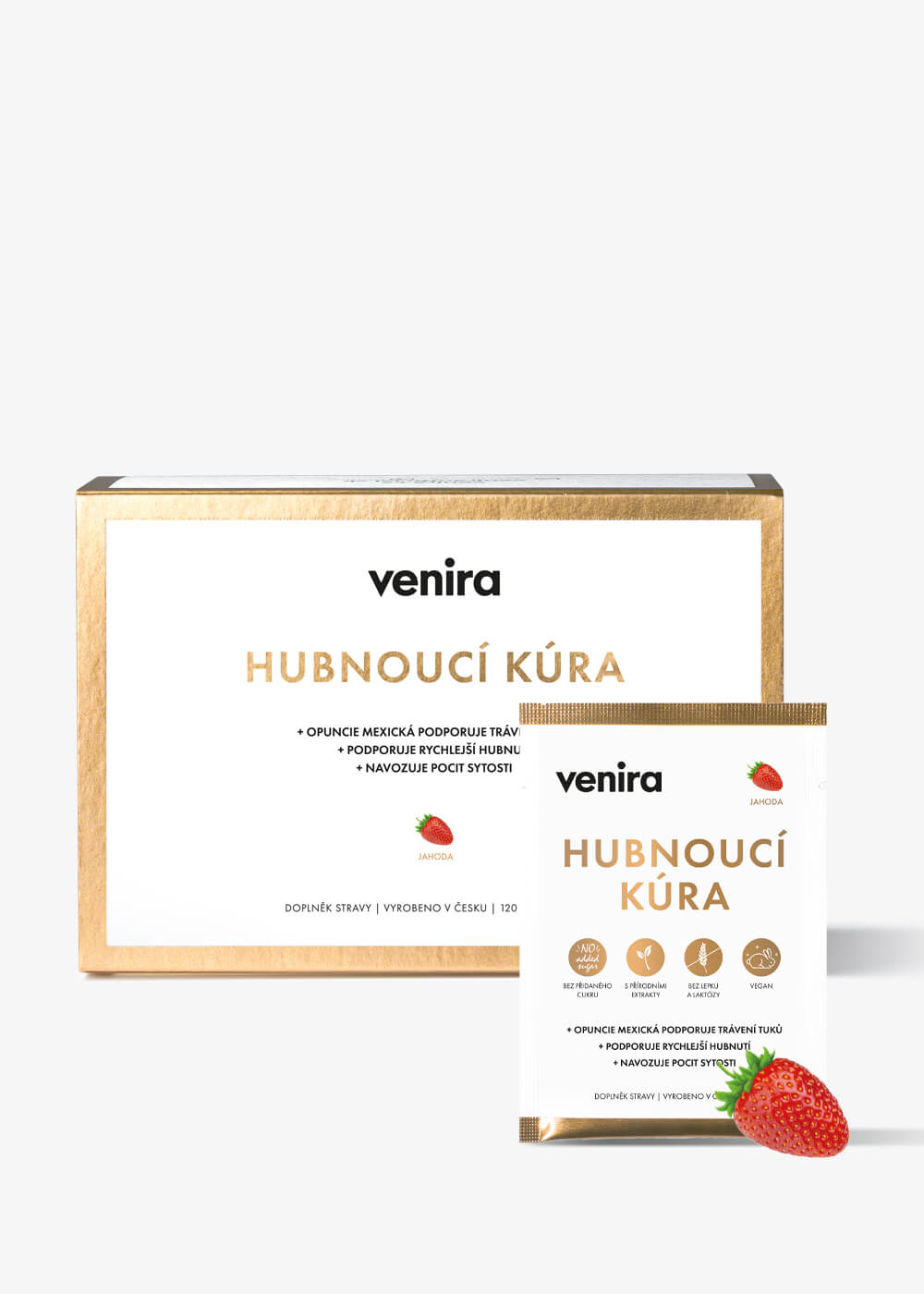 VENIRA chudnúca kúra s jahodovou príchuťou - 30 vrecúšok, 120 g na efektívne chudnutie 1 VENIRA chudnúca kúra