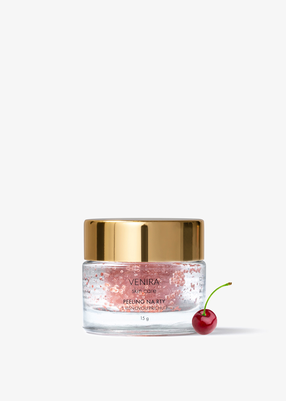 VENIRA peeling na pery s višňovou príchuťou - 15 ml pre jemné a hydratované pery 1 VENIRA peeling na pery