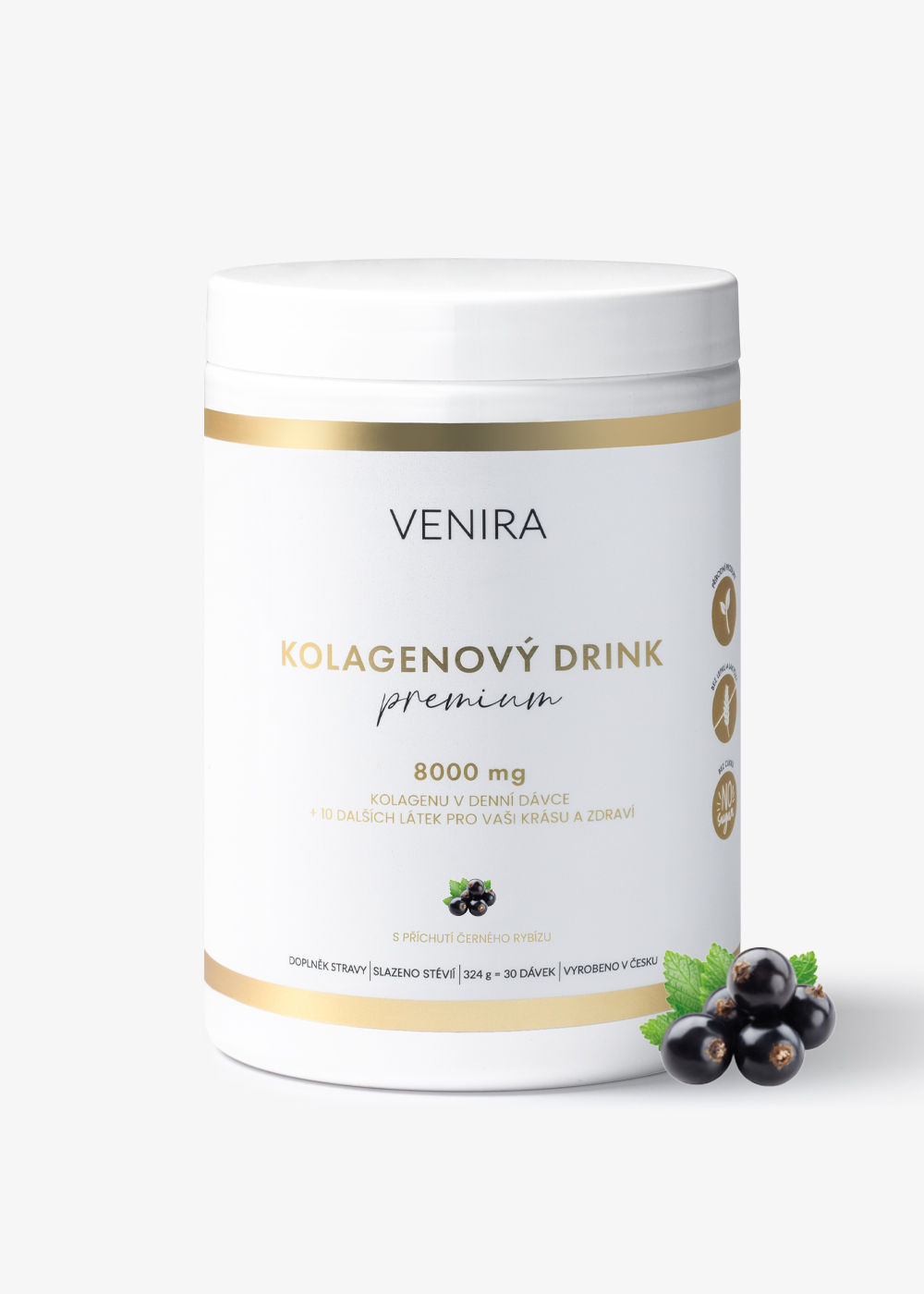 VENIRA PREMIUM kolagénový drink s čiernymi ríbezľami na vlasy, nechty a pleť - 324 g bravčového kolagénu 1 VENIRA PREMIUM kolagénový drink pre vlasy