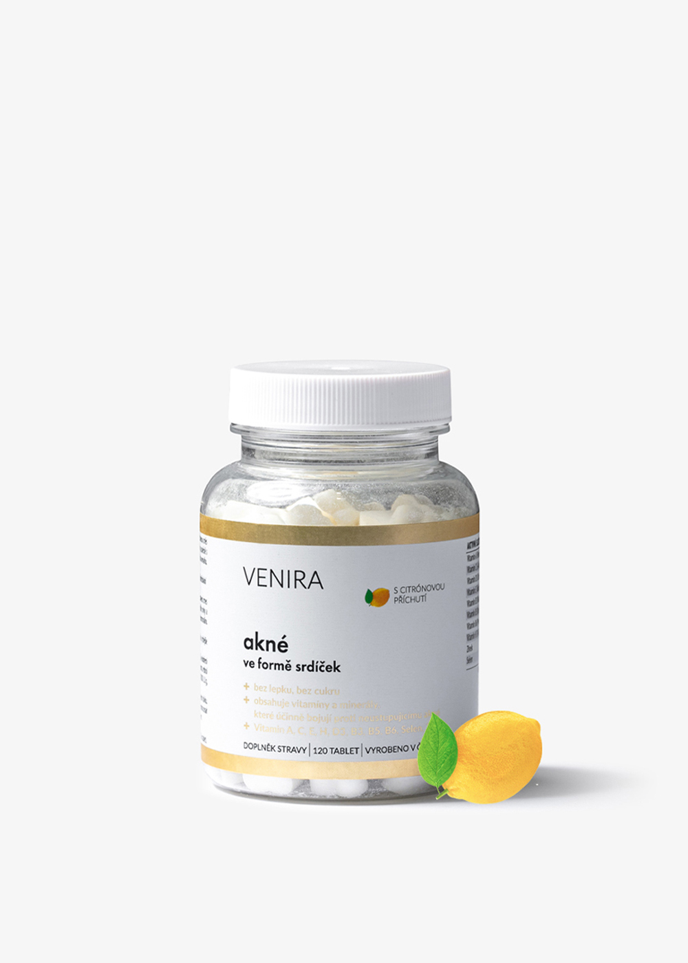 VENIRA Srdiečka proti Akné s Citrónom - 120 Účinných Srdiečok pre Čistú Pleť 1 VENIRA srdiečka proti akné