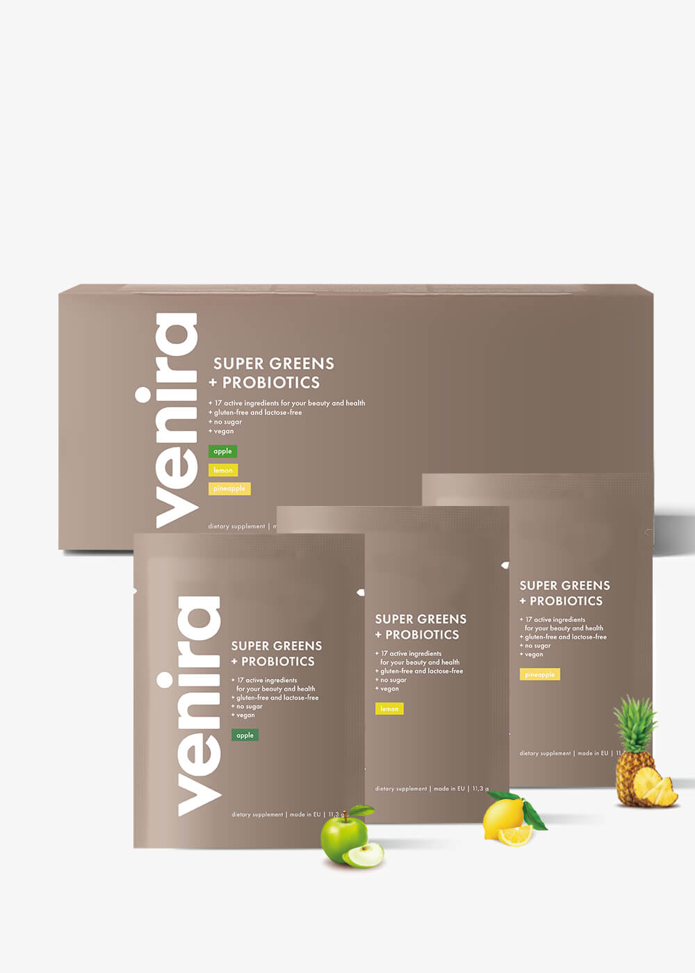 VENIRA Super Greens s probiotikami, mix 3 príchutí 1 VENIRA Super Greens s probiotikami, mix 3 príchutí